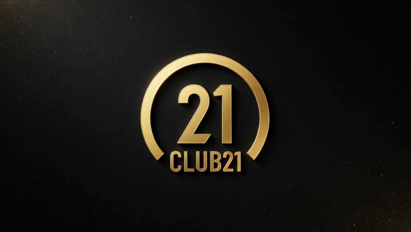 CLUB21 gold logo on a dark background